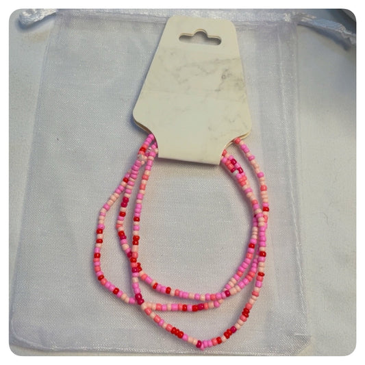 Pink glass bead bracelet set